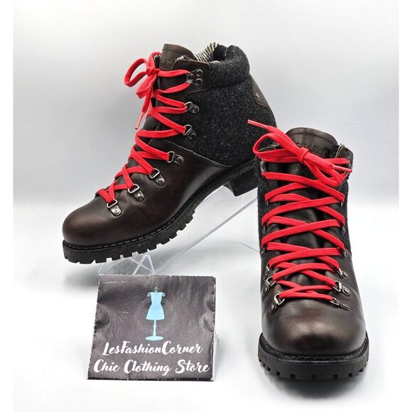 Woolrich Shoes - Woolrich Rockies Women's Brown Leather Dark Gray Wool  Hiking Boots Sz 9.5 2908